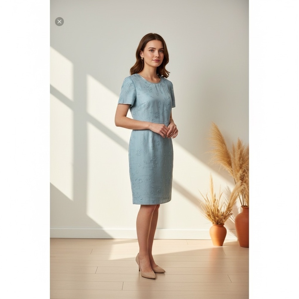 Talbots silk baby blue dress Size 10 vintage